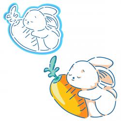 Кролик с морковкой вырубка с трафаретом 12*14 см (TR-2) (фото 1 из 2)