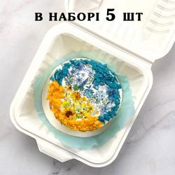 Упаковка для Бенто торта Ланч-бокс 16*16*8 см ЭКО (5 шт) (фото 1 из 6)