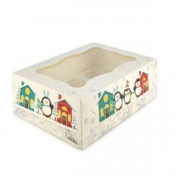 Упаковка для кексов с окошком (на 6шт) Пингвины 250*170*80 мм (фото 1 из 2)