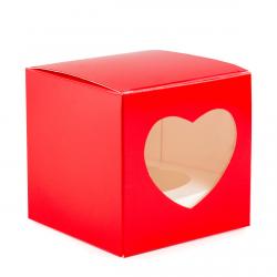 Упаковка на 1 капкейк 90*90*90 мм Красная Сердце (фото 1 из 2)