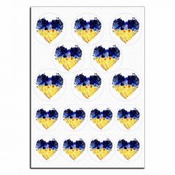Сердца сине-желтые вафельная картинка для капкейков 5 и 6 см фото