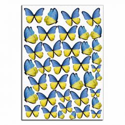 Бабочки желто-голубые 8 вафельная картинка фото