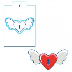 Сердце с крыльями вырубка с трафаретом 6,5*12 см (TR-2) фото