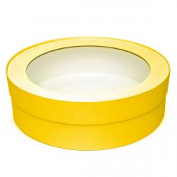 Круглая коробка для зефира 21*6 см Желтая фото