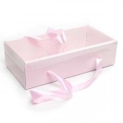 Коробка с ручками из ленты 27*13,5*7 см Розовая (фото 1 из 2)