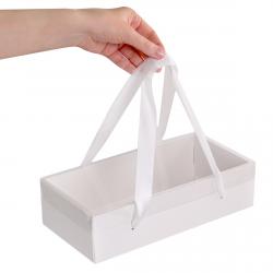Коробка с ручками из ленты 27*13,5*7 см Белая (фото 1 из 2)