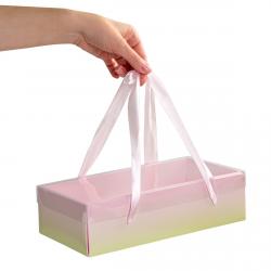 Коробка с ручками из ленты 27*13,5*7 см Зелено-Розовая (фото 1 из 2)