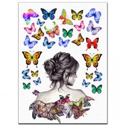 Силуэт девушки 18 см с бабочками вафельная картинка фото