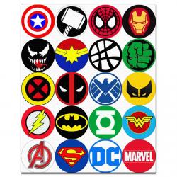 Супергеройские значки 5 см вафельная картинка фото