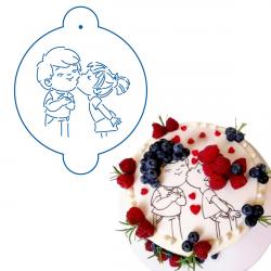 Трафарет для торта Мальчик с девочкой-1 18*18 см (TR-4) (фото 1 из 2)