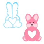 Вырубка для пряников Кролик с сердцем 9 см (3D)