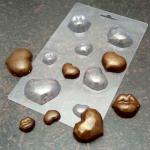 Сердца и губки до 4 см молд для шоколада и мастики пластик