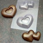 Сердце двойное до 7 см молд для шоколада и мастики пластик 2 шт