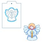 Ангел со свечой вырубка с трафаретом 10*9,5 см (TR-2)