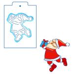 Дед Мороз с подарком вырубка с трафаретом 12*10,8 см (TR-2)