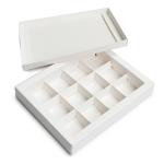 Коробка для 12 конфет 184*144*29 мм Белый фактурный картон