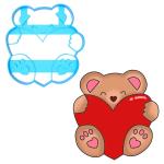 Вырубка для пряников Мишка Тедди с сердцем 10*9,5 см (3D)
