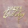 Топпер дзеркальний для торта Happy Birthday золотий СЛАДО