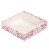 Упаковка для пряників з прозорою кришкою 160*160*35мм Рожеві квіти ВТП