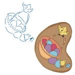 Цыплята с корзинкой трафарет для пряников 9*12 см (TR-2) (фото 1 из 3)