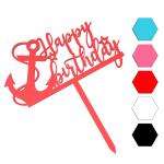 Якорь Happy Birthday топпер для торта 7*14 см (3D)