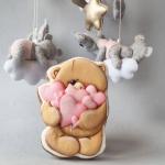Мишка с сердечками вырубка с трафаретом 11*8,3 см (TR-2)
