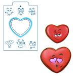 Сердце со смайликами вырубка с трафаретом 7*8,2 см (TR-2)