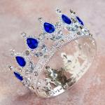 Декор для торта Корона 8 см серебристая с синим
