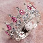 Декор для торта Корона 8 см серебристая с розовым