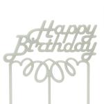 Топпер на торт Happy Birthday-1 (белый) фото