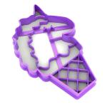 Вырубка для пряников Мороженое Единорожек 10*6,5 см (3D)