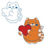 Котик с сердечком 2 трафарет для пряников 10*9,5 см (TR-2) (фото 1 из 2)