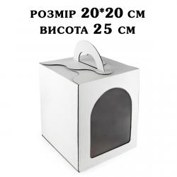 Упаковка для торта з ВІКНОМ зміцнена серце 200*200*250 мм
