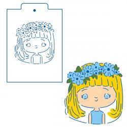 Девочка с веночком трафарет для пряников 10,5*10 см (TR-2)