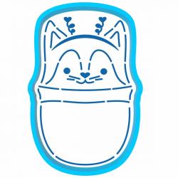 Эскимо Лисенок вырубка с трафаретом 9,5*6,2 см (TR-2)