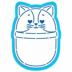 Эскимо Кот вырубка с трафаретом 9*6,4 см (TR-2)