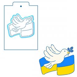 Голубь с флагом вырубка с трафаретом 10,5*9,3 см (TR-2)