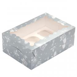 Упаковка для кексів з віконцем (на 6шт) Срібло 250*170*90мм