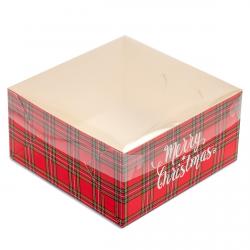 Упаковка для десертів з прозорою кришкою 160*160*80 мм Marry Christmas (без вставки)