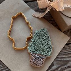 Ялинка в горщику вирубка для пряників 12*7,1 см (3D)