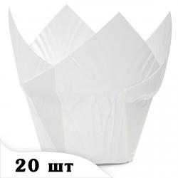 Форма Тюльпан с бортом 50/60 Белая (плотность 70 г/м2) 20 шт