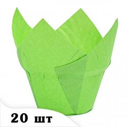 Форма Тюльпан с бортом 50/60 Зеленая (плотность 70 г/м2) 20 шт