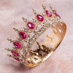 Декор для торта Корона 12 см золотистая с розовым