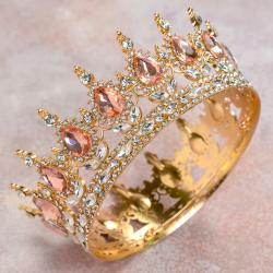 Декор для торта Корона 12 см золотистая с шампань