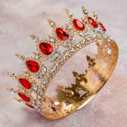 Декор для торта Корона 12 см золотая с красным