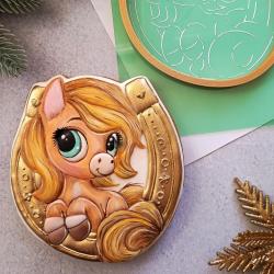 Конячка 3 вирубка з трафаретом 13*11,8 см (TR-2)