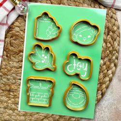 Новорічний 11 набір міні вирубок 4,8 см з трафаретом 6 шт (TR-2)