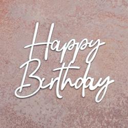 Топпер дзеркальний для торта бічний Happy Birthday срібний Топпер дзеркальний для торта бічний Happy Birthday срібний