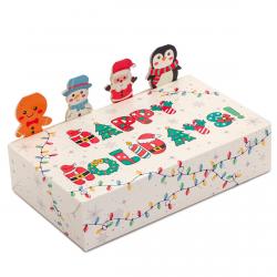 Упаковка для десертів без вікна 250*150*50 мм Новорічна Фігурки біла  ВТП