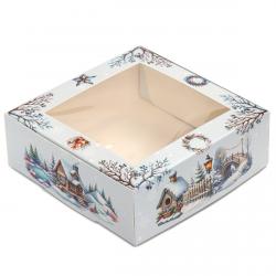 Упаковка для Зефіру з віконцем Зимова 200*200*70мм ВТП